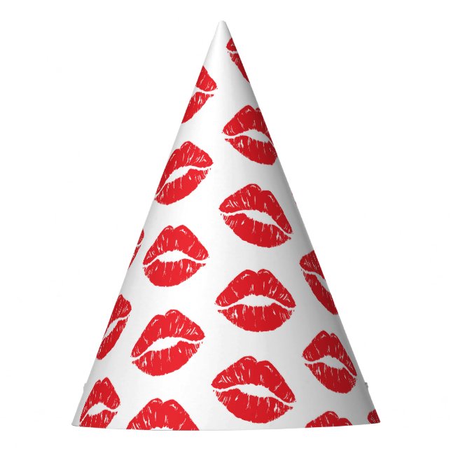 Rote Lippen, roter Lippenstift, Kuss, Lippenmuster Partyhütchen (Vorderseite)