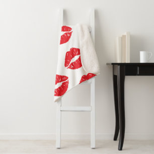 Rote Lippen, roter Lippenstift, Kuss, Lippenmuster Sherpadecke