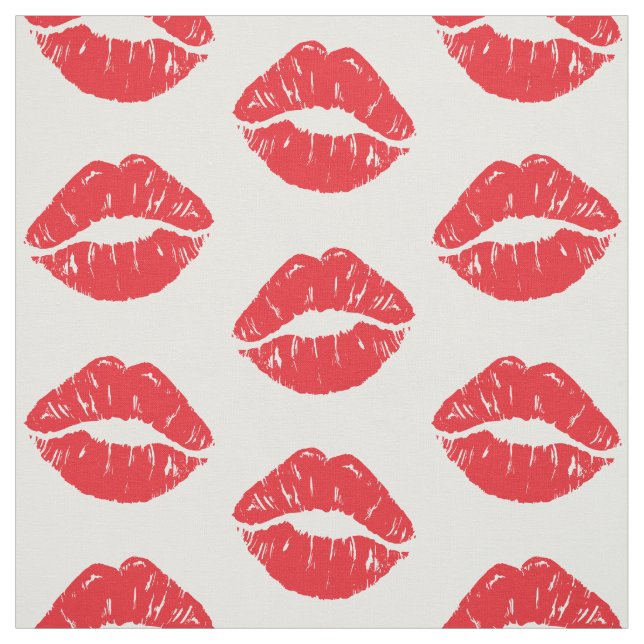 Rote Lippen, roter Lippenstift, Kuss, Lippenmuster Stoff (Muster)