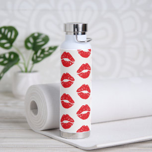 Rote Lippen, roter Lippenstift, Kuss, Lippenmuster Trinkflasche
