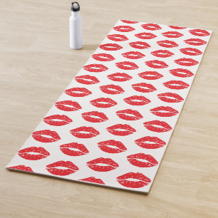 Rote Lippen, roter Lippenstift, Kuss, Lippenmuster Yogamatte