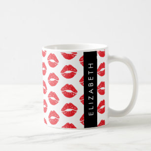 Rote Lippen, roter Lippenstift, Lippenmuster, Ihr  Kaffeetasse