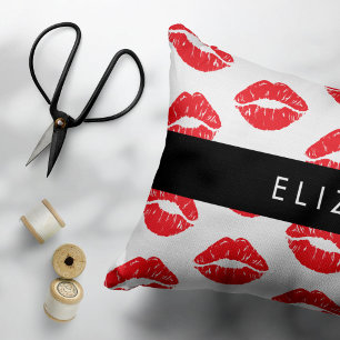 Rote Lippen, roter Lippenstift, Lippenmuster, Ihr Kissenbezug