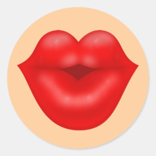 Rote Lippen Runder Aufkleber