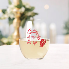 Rote Lippen Sexter durch den Schluck Stemless Weinglas Ohne Stiel