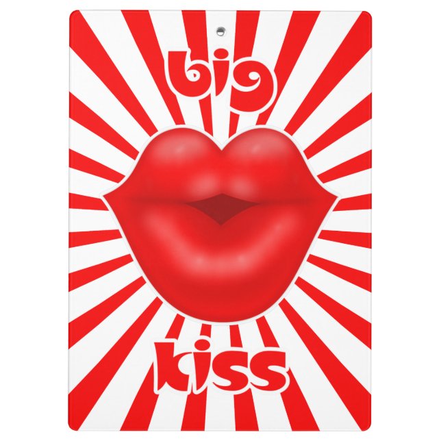 Rote Lippen Sonnenstrahlen Kuss Klemmbrett (Rückseite)
