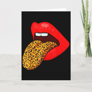Rote Lippen Tierprint Leopard Zunge Valentinstag-S Karte