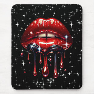 Rote Lippen triefend von Glitter Glamour Glanz Mousepad