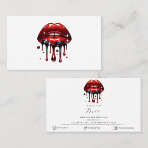 Rote Lippen triefend vor Glitter-Glam-Makeup-Artis Visitenkarte