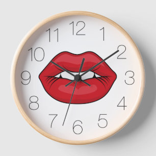 Rote Lippen Uhr