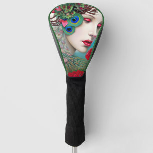 Rote Lippen und Rose Pfau Abstrakt Golf Headcover