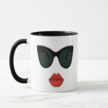 Rote Lippenkuss-Mädchen-Lippenchef-Kaffee-Tasse