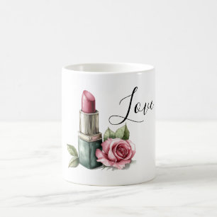 Rote Lippenstift-Blume Kaffeetasse