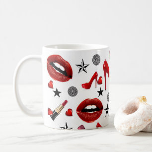 Rote Lippenstift Lippen Absätze Tasse