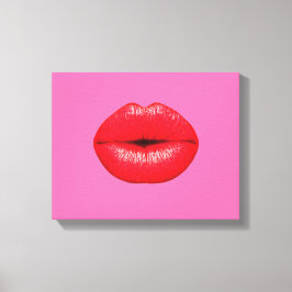 Rote Lippenstift Pop auf gürtelrosa Leinwanddruck