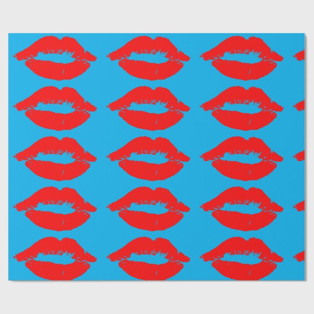 ROTE LIPS KISS WRAPPPAPIER GESCHENKPAPIER (Flach)