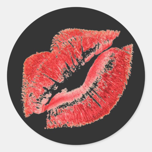 Rote Lipstick Lippen Kiss Sticker (Vorderseite)