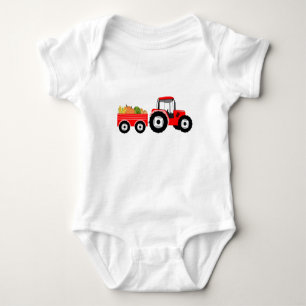 Rote LKW-Bauernhofprodukte Baby Strampler