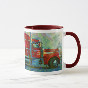 ROTE LKW-LKW BIG RIG KAFFEE-TASSE TASSE