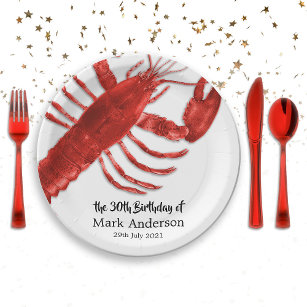 Rote Lobster Geburtstagsfeier Pappteller