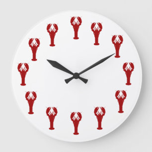 Rote Lobster-Wanddekor Große Wanduhr