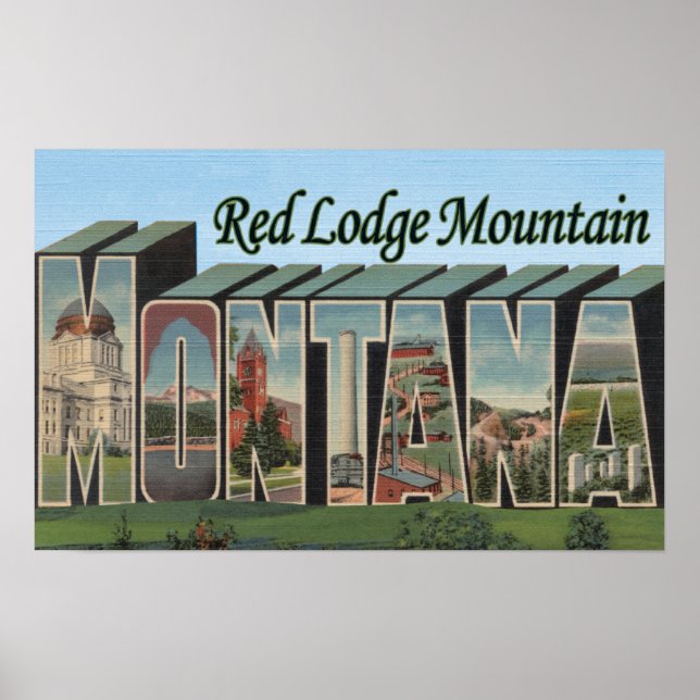 Rote Lodge Mountain, Montana Poster (Vorne)