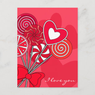Rote Lollipop-Postkarte Postkarte