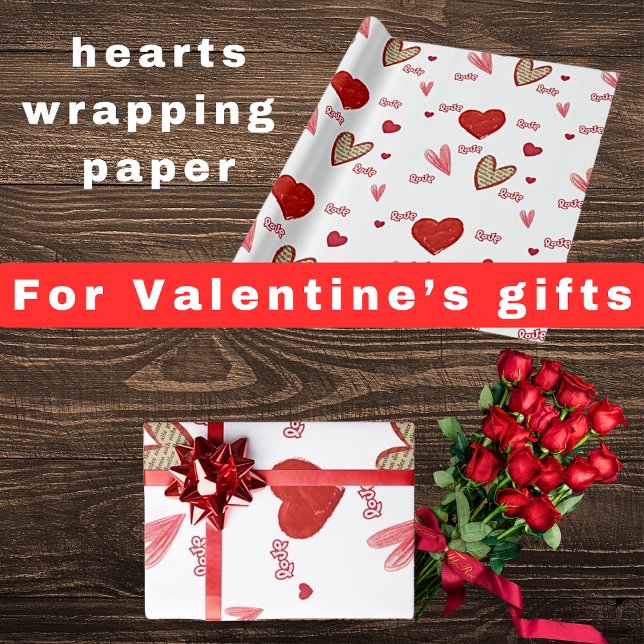 Rote Love Hearts Geschenkpapier (Von Creator hochgeladen)