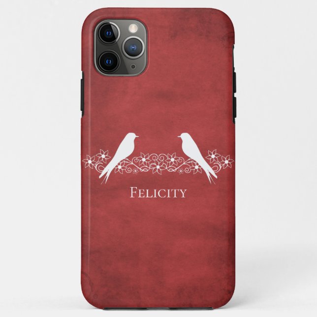 Rote Lovebirds Blumenvine iPhone Case (Rückseite)