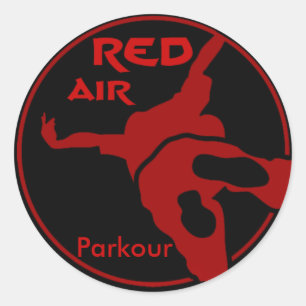 Rote Luft Parkour Runder Aufkleber