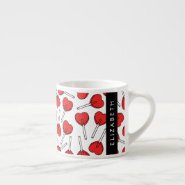 Rote Lutscher, Herz-Lutscher, Lolly, Ihr Name Espressotasse