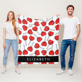 Rote Lutscher, Herz-Lutscher, Lolly, Ihr Name Fleecedecke