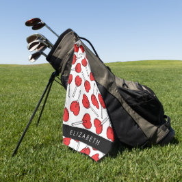 Rote Lutscher, Herz-Lutscher, Lolly, Ihr Name Golfhandtuch