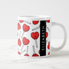 Rote Lutscher, Herz-Lutscher, Lolly, Ihr Name Jumbo-Tasse