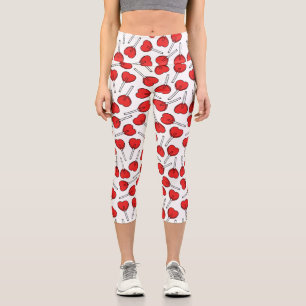 Rote Lutscher, Herz-Lutscher, Lutscher-Muster Capri Leggings