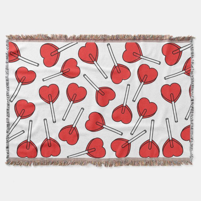 Rote Lutscher, Herz-Lutscher, Lutscher-Muster Decke (Vorderseite)