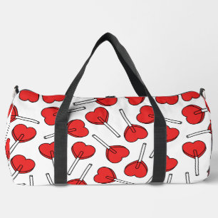 Rote Lutscher, Herz-Lutscher, Lutscher-Muster Duffle Bag
