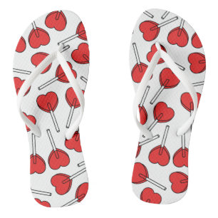 Rote Lutscher, Herz-Lutscher, Lutscher-Muster Flip Flops
