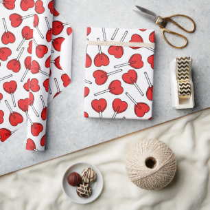 Rote Lutscher, Herz-Lutscher, Lutscher-Muster Geschenkpapier