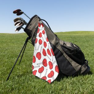 Rote Lutscher, Herz-Lutscher, Lutscher-Muster Golfhandtuch