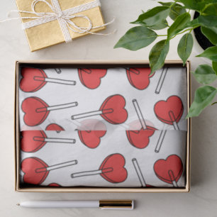 Rote Lutscher, Herz-Lutscher, Lutscher-Muster Seidenpapier