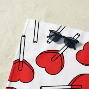 Rote Lutscher, Herz-Lutscher, Lutscher-Muster Strandtuch
