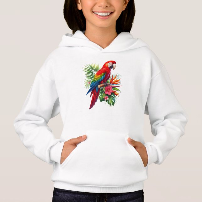 Rote Maca tropische Blüte Hoodie (Vorderseite)