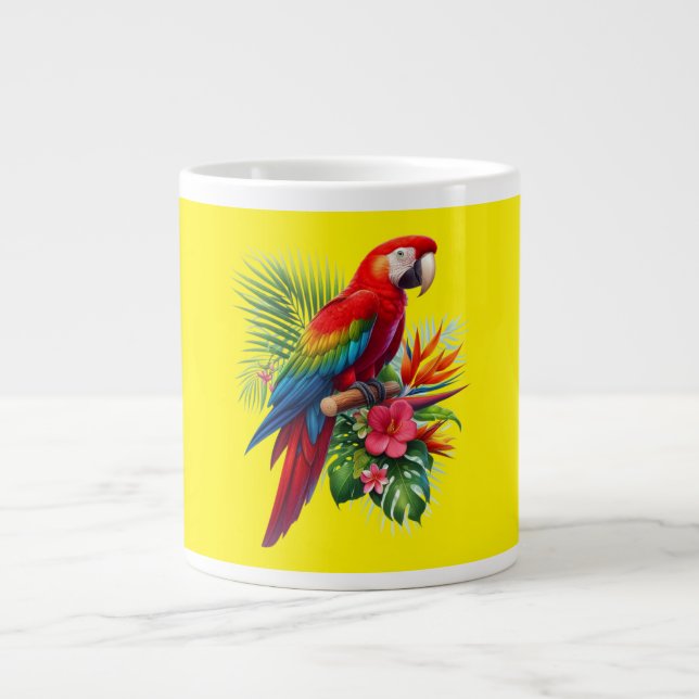 Rote Maca tropische Blüte Jumbo-Tasse (Vorderseite)