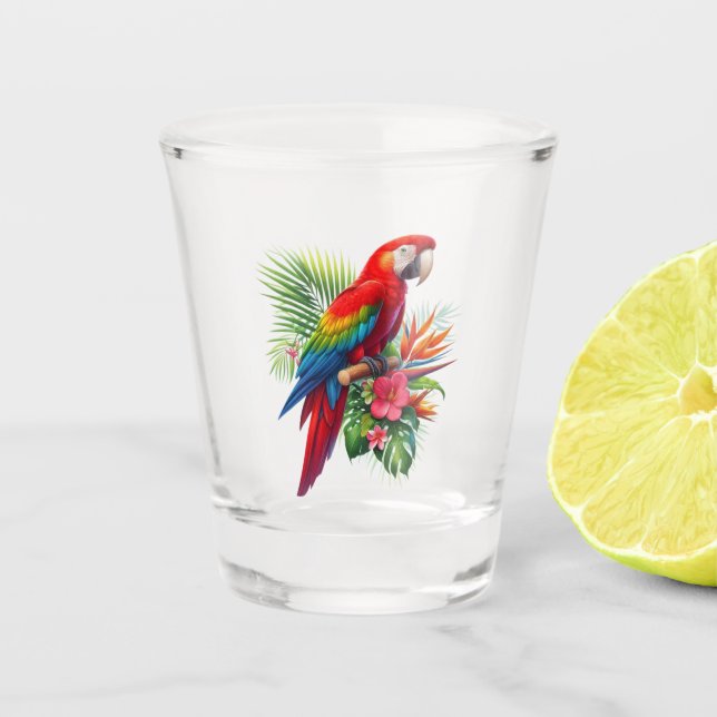 Rote Maca tropische Blüte Schnapsglas (Vorderseite)