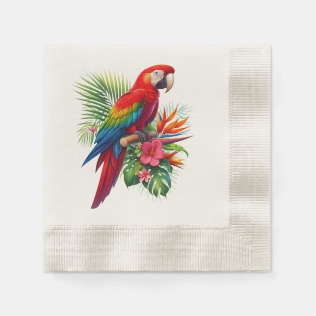 Rote Maca tropische Blüte Serviette (Vorderseite)