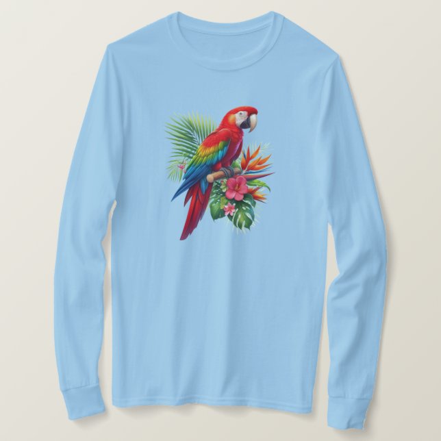 Rote Maca tropische Blüte T-Shirt (Design vorne)