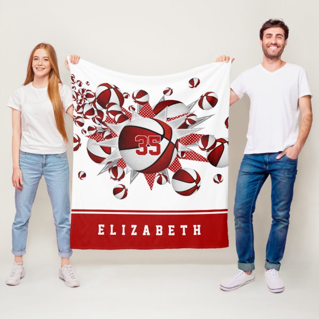 Rote Mädchen Sportdekoration Geschenke Basketball  Fleecedecke (Beispiel)