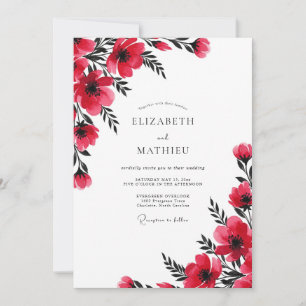 Rote malerische botanische Hochzeit Einladung