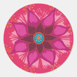 Rote Mandala Blume Art Round Sticker, glänzend Runder Aufkleber